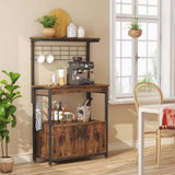 Industrial Kitchen Metal Wood Bakers Rack Microwave Cart with Storage Cabinet
