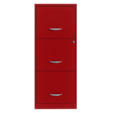 Red Metal 3-Drawer Vertical Key Locking Filing Cabinet