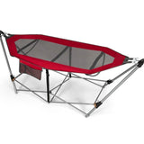 Red Portable Camping Foldable Hammock with Stand and Carry Case
