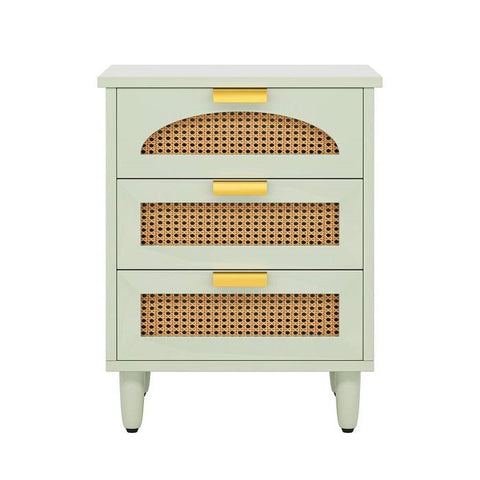 Retro Mid-Century Modern 3 Drawer Bedside Table Nightstand in Mint Green