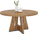 Modern Kitchen 4-Person Circular Dining Table in Retro Brown Wood Finish