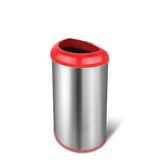 13-Gallon Stainless Steel Trash Can with Red Open Top
