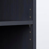 Narrow 5-Shelf Bookcase Slim Storage Shelving Unit Dark Blue Black Wood Finish