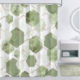 72"W x 72"H Abstract Green Geometric Polyester Shower Curtain