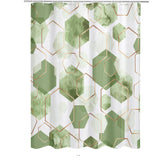 72"W x 78"H Abstract Green White Geometric Polyester Shower Curtain