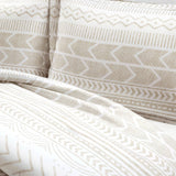 Full/Queen Scandinavian Chevron Beige Taupe 5 Piece Lightweight Comforter Set