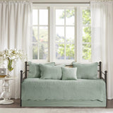 6-Piece Farmhouse Seafoam Green Daybed Cover Bedding Set with Scalloped Edges