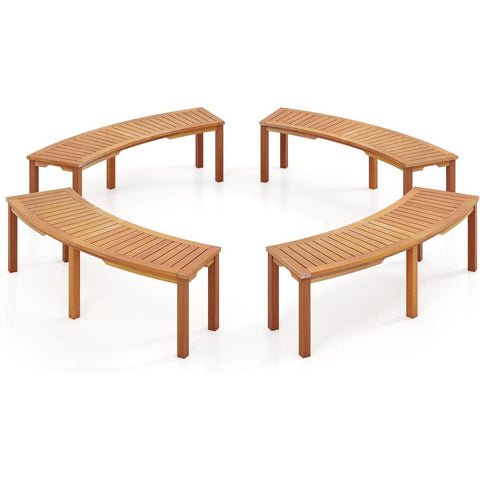 Set of 4 - Outdoor Curved Backless Garden Bench - Around Tree Table or Fire Pit
