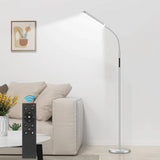 Silver 68-inch LED Dimmable Gooseneck Floor Lamp Reading Light with Remote