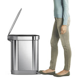 Stainless Steel 12-Gallon Narrow Kitchen Trash Can with Easy Step-on Lid