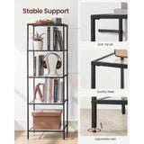 Black Metal Frame Glass Shelf Bookcase 4-Shelves Shelving Unit
