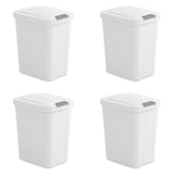 Set of 4 - White 8 Gallon Latch Top Kitchen Wastebasket Trash Can