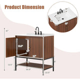Modern Freestanding Bathroom Vanity in Walnut Wood Finish with Sink and Faucet