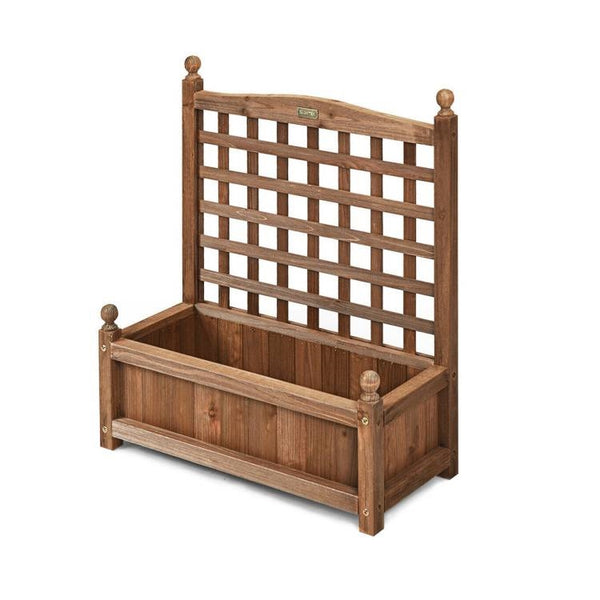 Natural Fir Wood Outdoor Garden Planter Box with 30-inch High Trellis ...