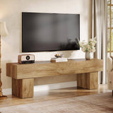 Farmhouse 63-inch TV Stand Entertainment Center in Light Brown Wood Finish