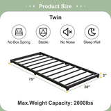 Twin size 3-inch Low Profile Heavy Duty Metal Bed Frame in Matte Black