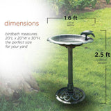 Outdoor Polypropylene Weather Resistant Bird Bath in Dark Green Finish