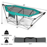 Green Portable Camping Foldable Hammock with Stand and Carry Case