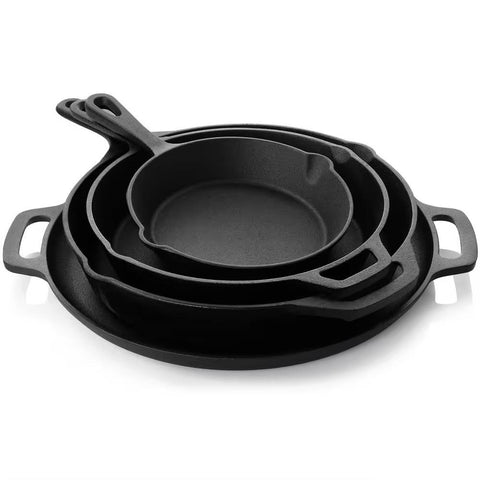 12-Piece Cast Iron Cookware set with Dutch Oven Frying Pan Skillet and Pizza Pan