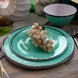 12-Piece Melamine Plates Bowls Dinnerware Set in Turquoise Blue - Service for 4