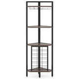 Industrial Corner Wine Rack Storage Shelving Unit with Glass Holders