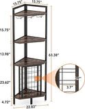 Industrial Corner Wine Rack Storage Shelving Unit with Glass Holders