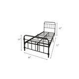 Twin size Farmhouse Black Metal Bed Frame with Rounded Headboard Footboard