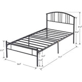 Twin size Black Metal Platform Bed Frame with Arched Headboard