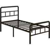 Twin Heavy Duty Metal Bed Frame with Headboard and Footboard in Black