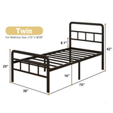 Twin Heavy Duty Metal Bed Frame with Headboard and Footboard in Black