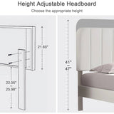 Twin size White Upholstered Platform Bed Frame with Headboard