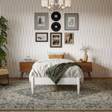 Twin Size Solid Hardwood Victorian Style White Platform Bed