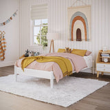 Twin Size Solid Hardwood Victorian Style White Platform Bed