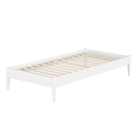 Twin XL Size Solid Hardwood Victorian Style White Platform Bed