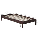 Twin XL Size Solid Hardwood Victorian Style Espresso Platform Bed