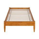 Twin XL size Solid Hardwood Platform Bed Frame in Natural Wood Finish