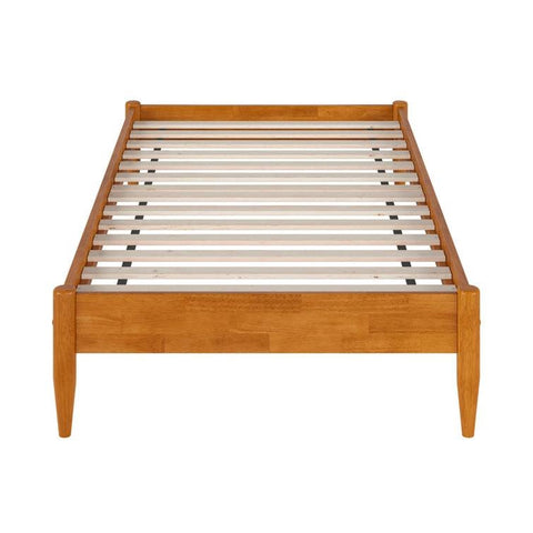 Twin XL size Solid Hardwood Platform Bed Frame in Natural Wood Finish