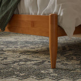 Twin XL size Solid Hardwood Platform Bed Frame in Natural Wood Finish