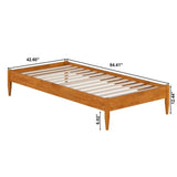 Twin XL size Solid Hardwood Platform Bed Frame in Natural Wood Finish