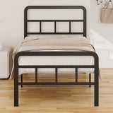 Twin XL Heavy Duty Metal Bed Frame with Headboard and Footboard in Black