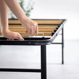Twin XL size Metal Bed Frame with Bamboo Wood Slats