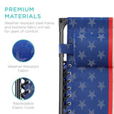 USA American Flag Zero Gravity Reclining Patio Lounge Chair with Canopy
