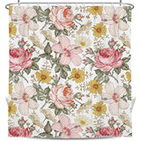 72"W x 84"H Vintage Floral Peony Pink Polyester Shower Curtain