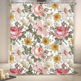 72"W x 84"H Vintage Floral Peony Pink Polyester Shower Curtain