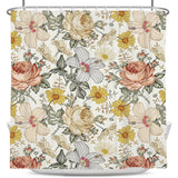 72"W x 72"H Vintage Floral Peony Yellow/Pink Polyester Shower Curtain