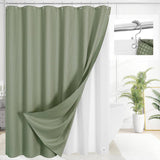 72"W x 78"H Sage Green Waffle Textured 3 in 1 Shower Curtain Set
