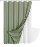 72"W x 78"H Sage Green Waffle Textured 3 in 1 Shower Curtain Set