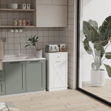 Trash Can Cabinet in White Wood Finish - Accommodates 10-Gallon Trash Bin