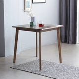 Solid Wood 27.6 inch Square Mid-Century Dining Table in Walnut Brown Finish