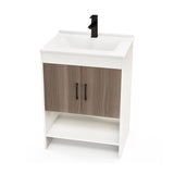 Modern White and Grey Wood Finish Bathroom Vanity with Sink and Faucet